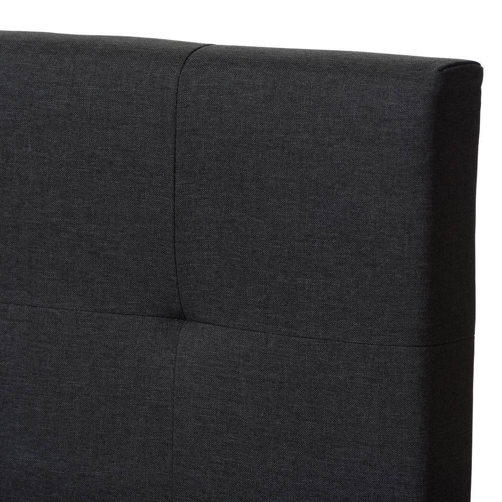Twin Brookfield Modern and Contemporary Fabric Upholstered Bed Black - Baxton Studio: Charcoal Polyester, Grid-Tufting Design, Solid Wood Legs