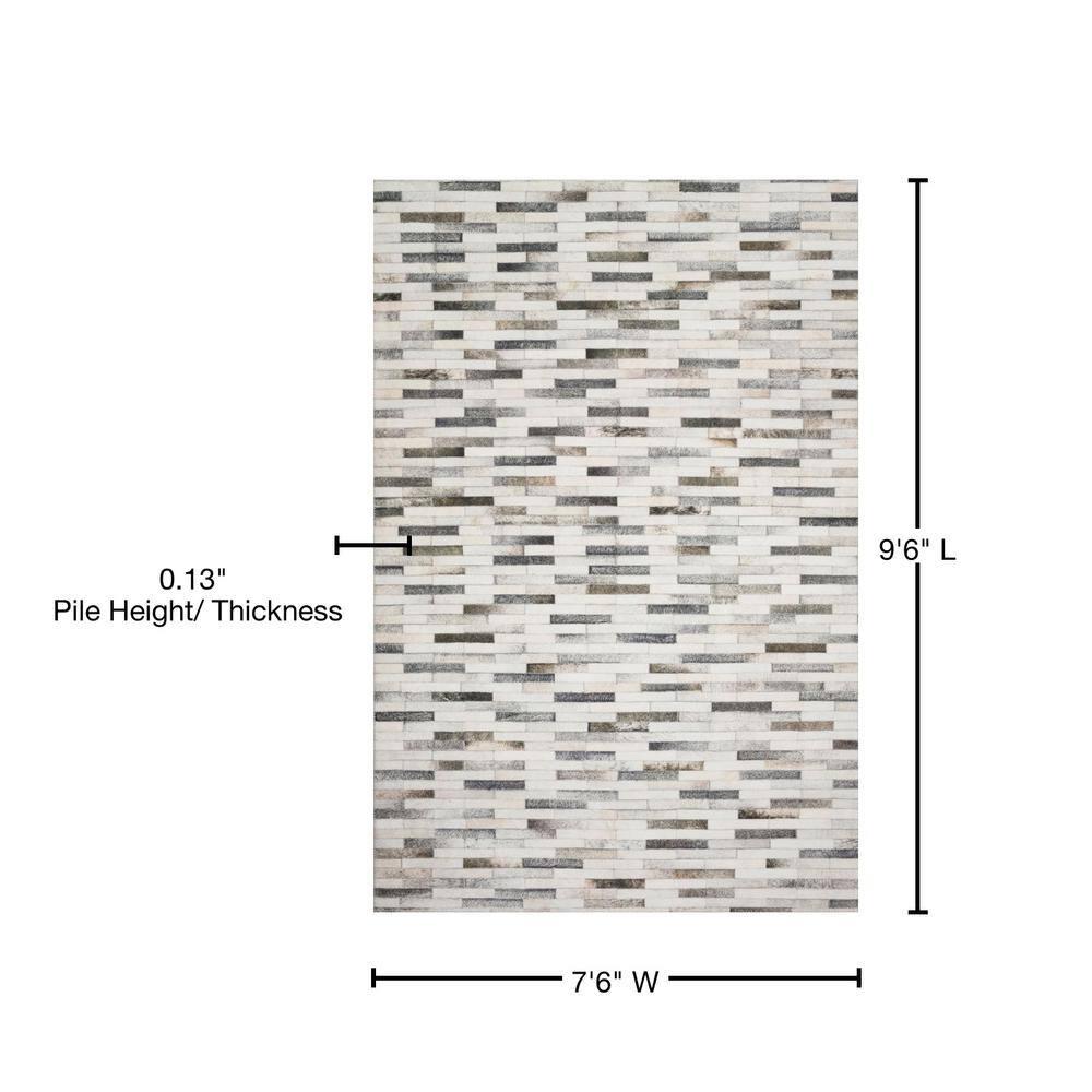 Loloi II Maddox Printed Cowhide Patchwork Ivory / Grey Area Rug