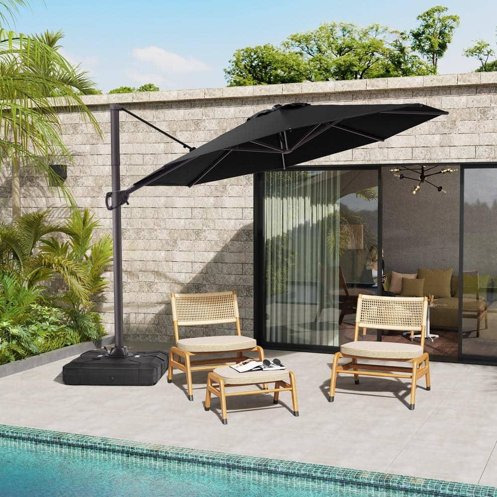 Pellebant  11' Outdoor Patio Cantilever Offset Umbrella Round, Base Not Included Black