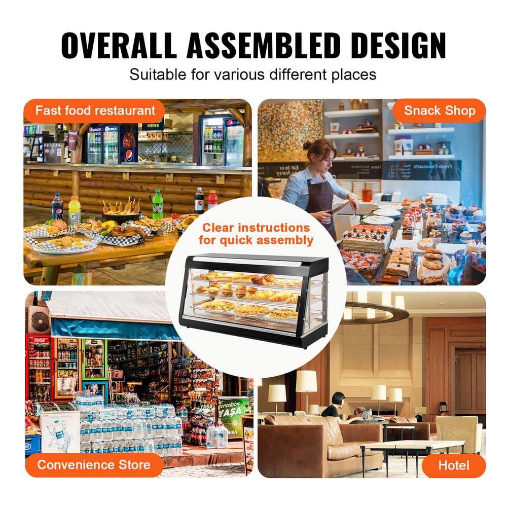 VEVOR 3-Tier Commercial Food Warmer Display, 1500W Food Display Warmer with Light, Adjustable Shelf and Temperature Display, Steam Heating, 180L