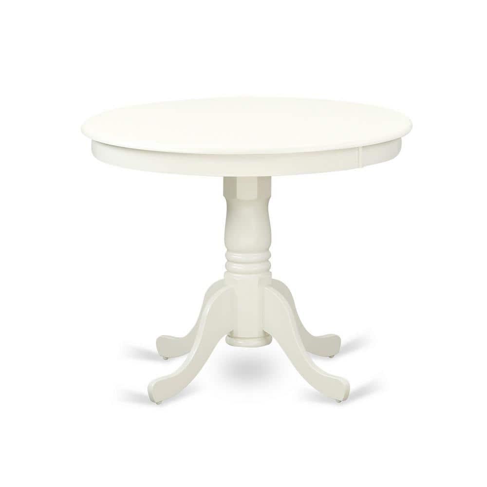 East West Furniture Antique 3-piece Wood Dining Table and Chair Set in White