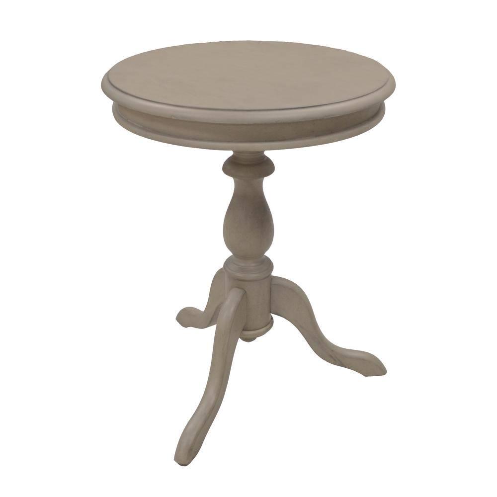 Carolina Living Paloma Accent Table - Weathered Gray and Table: Solid Wood, Round Pedestal Base, 25.25" Height