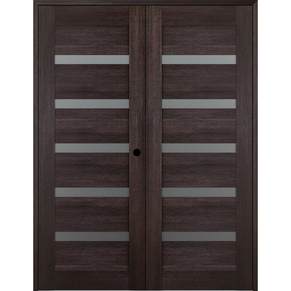Belldinni Avon 07-04 Vetro Manufactured Wood and Frosted Glass Composite Double Prehung French Door