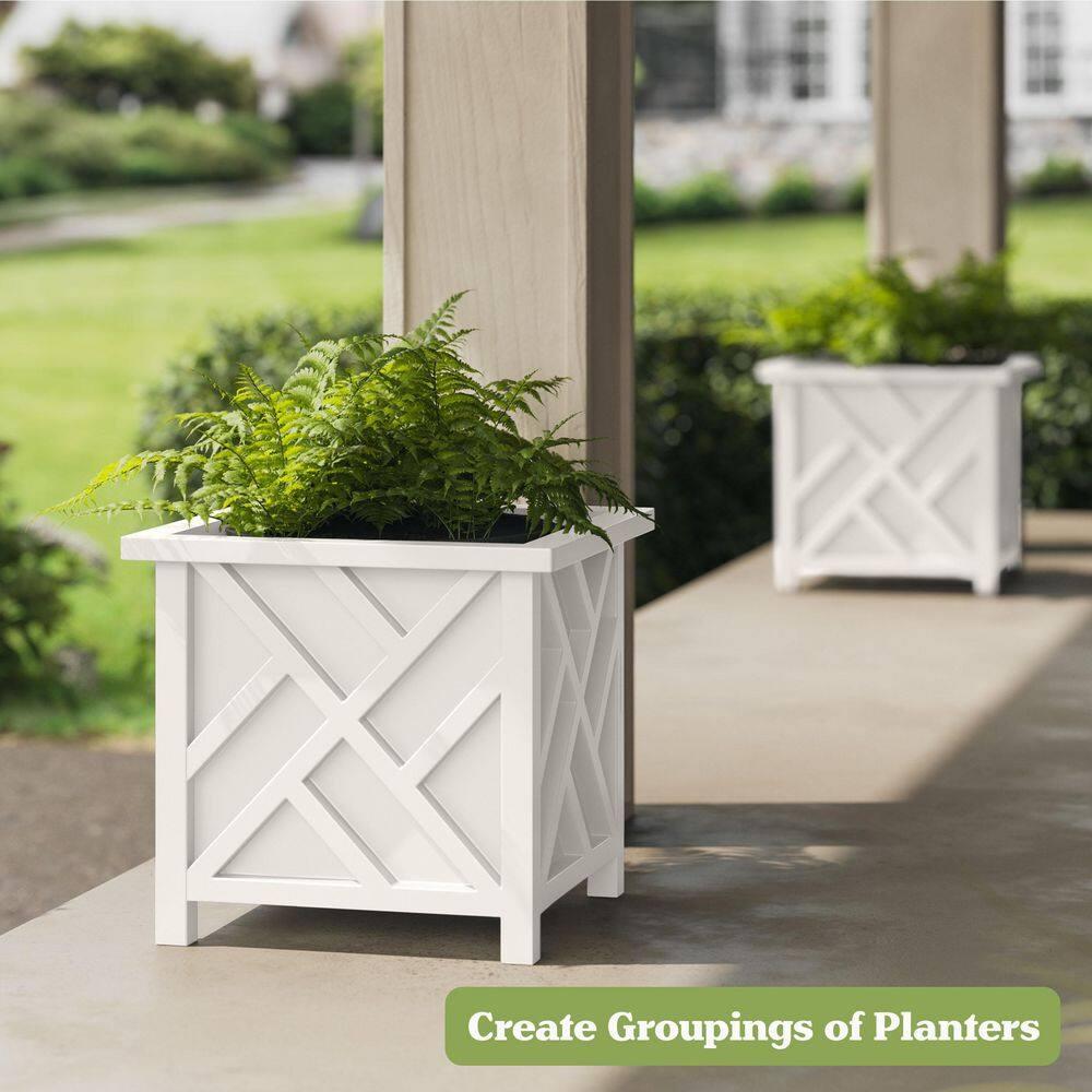 Pure Garden 15.5" Lattice Planter Box, White