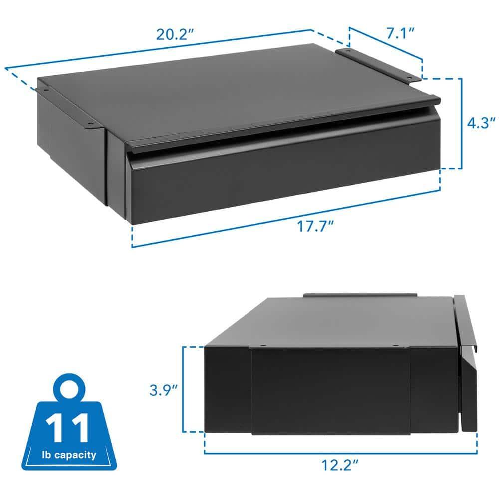 Mount-It! Under Desk Pull-Out Drawer Kit With Smooth Sliding Track | Office Storage Organizer | Mounts To Desktops Tables And Workbenches Over 0.71 Inches Thick | Matte Black