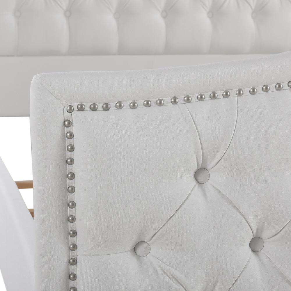 Marcella Tufted Wingback King Bed Bright White