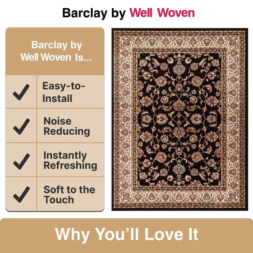 Well Woven Barclay Sarouk Traditional Oriental Panel Black 3'11" x 5'3" Area Rug