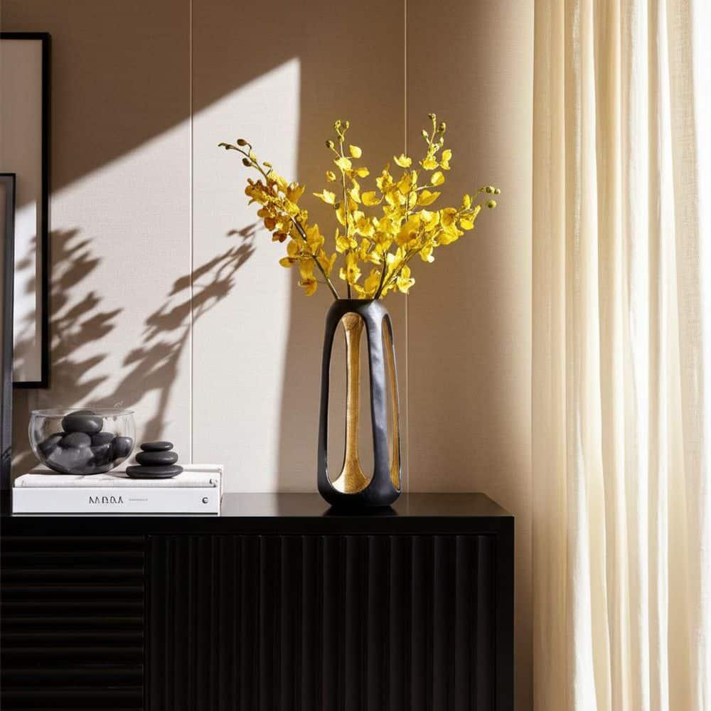 Sagebrook Home Metal 15"h Open Vase, Matte Black