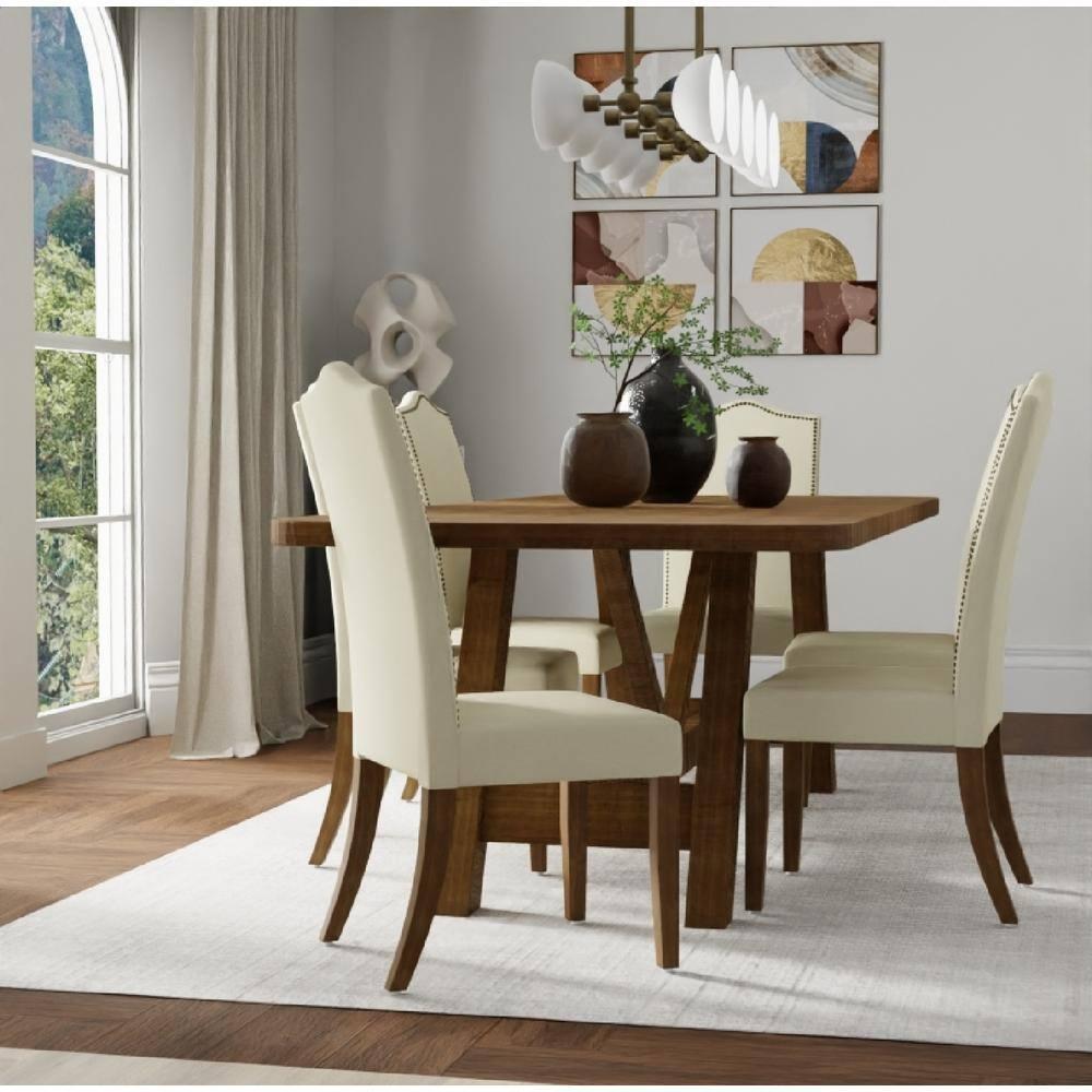 Carolina Living Romero Parson Chair - Harvest Oak - Linen Upholstery