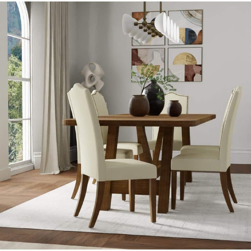 Carolina Living Romero Parson Chair - Harvest Oak - Linen Upholstery