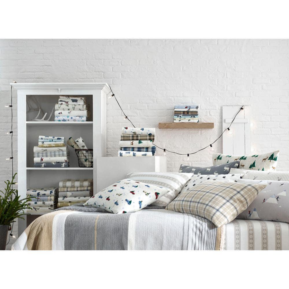 Twin XL Printed Pattern Sheet Set Navy Plaid - Eddie Bauer