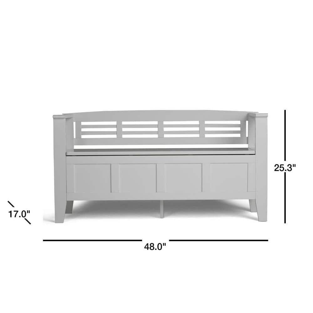 Simpli Home Adams 48"W Solid Wood Contemporary Entryway Storage Bench with Lift-Top Lid and Dual Compartments