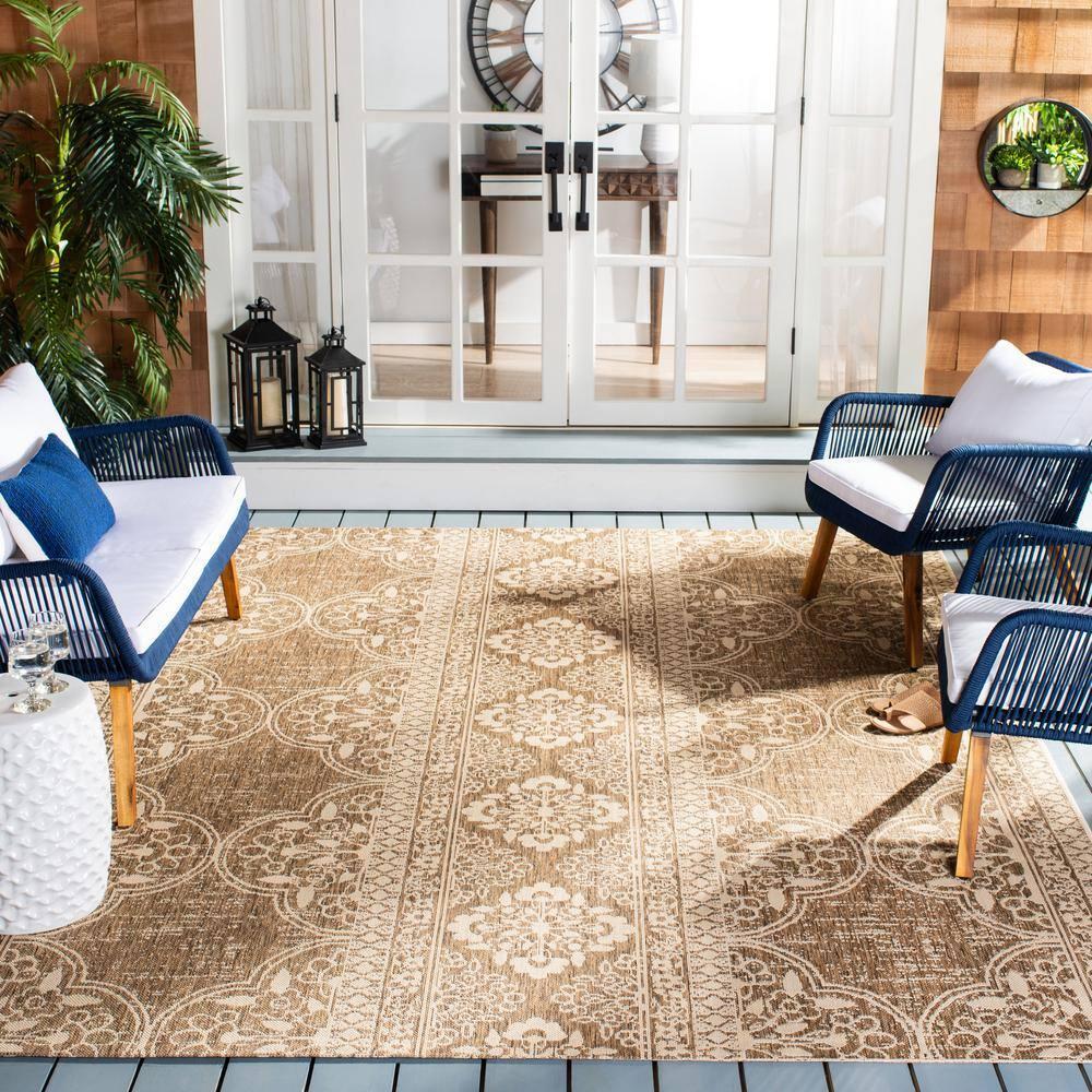 Beach House BHS174 POWER LOOMED Indoor/Outdoor Area Rug - Cream/Beige - 4'x4' - Safavieh