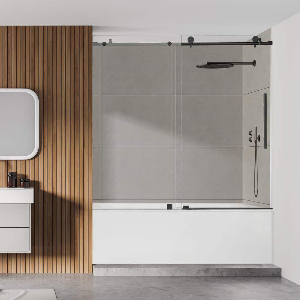 56" - 60" W x 58" H Single Sliding Frameless Tub Door