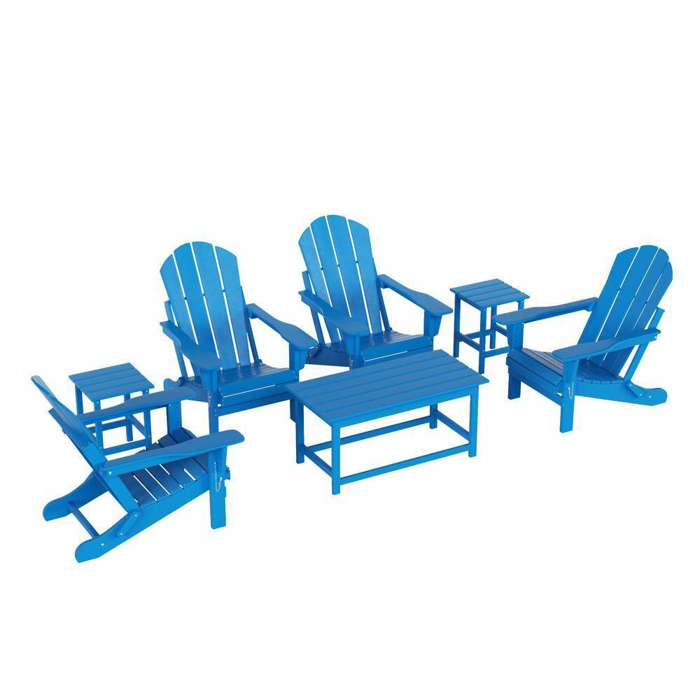 Polytrends  Laguna Hdpe All Weather Outdoor Patio Coffee And Side Tables (3-Piece Set) Pacific Blue