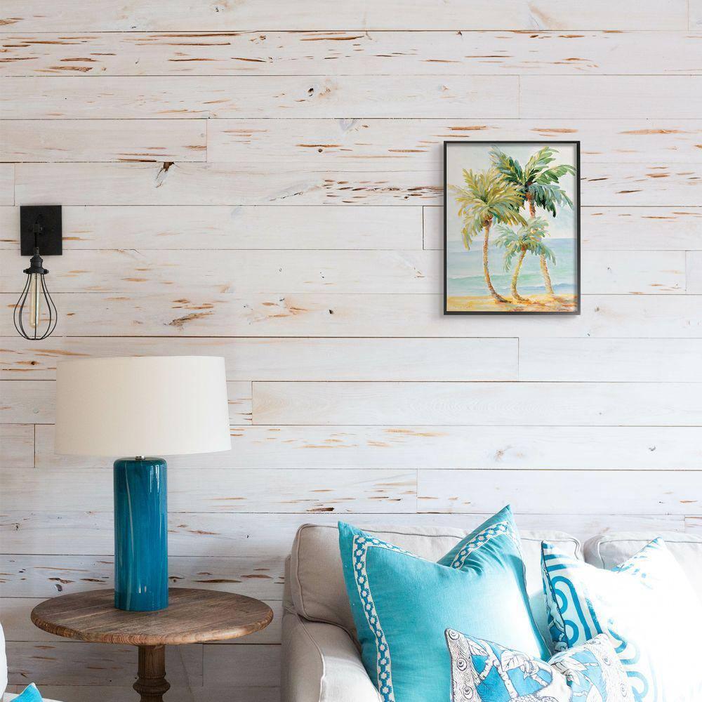 Tropical Palm Trees on Coastal Beach Sand 11 in x 14 in Framed Painting Art Prints, by Stupell Home Décor