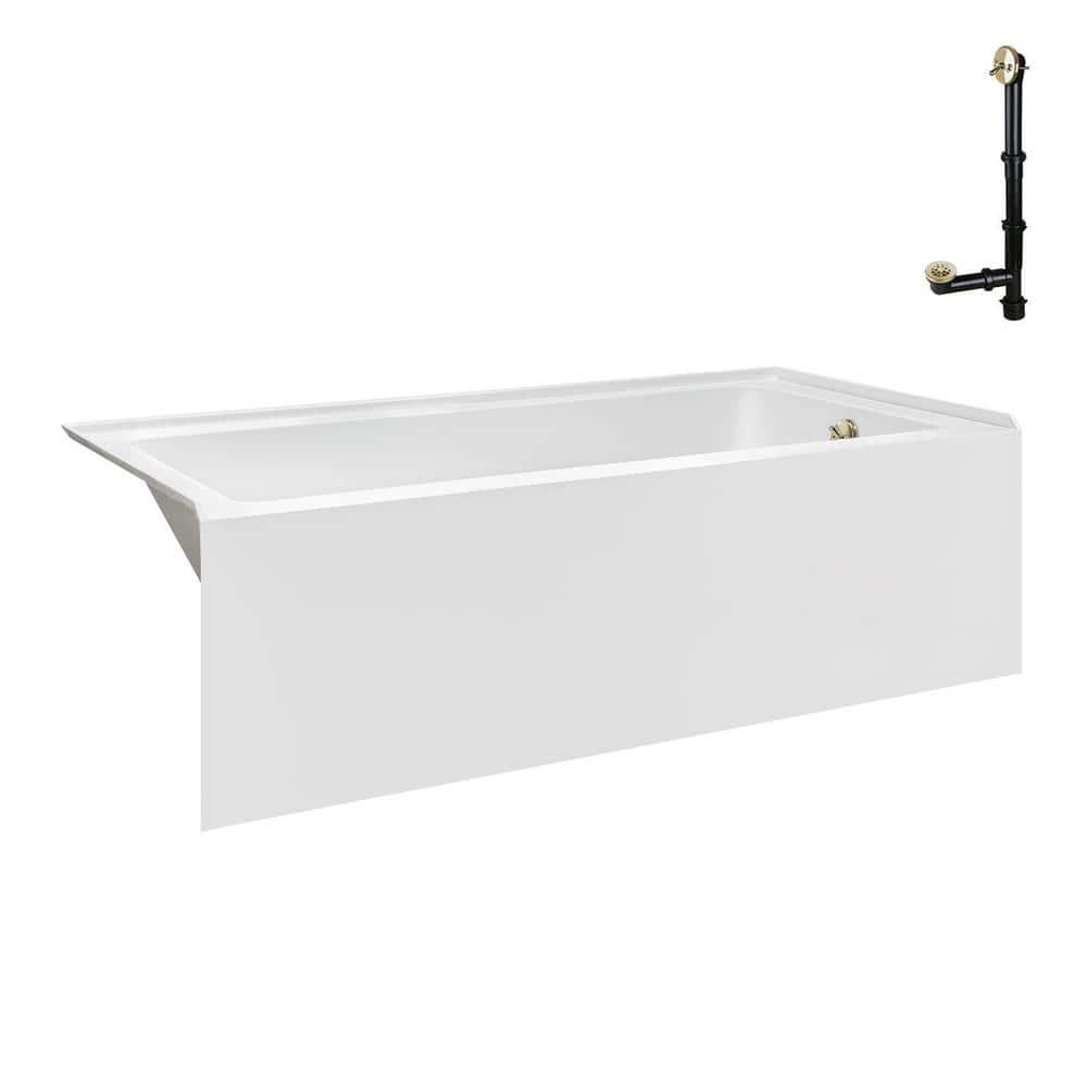 Streamline 66 in. x 32 in. Acrylic Right-Hand Drain Alcove Bathtub in Glossy White With External Drain