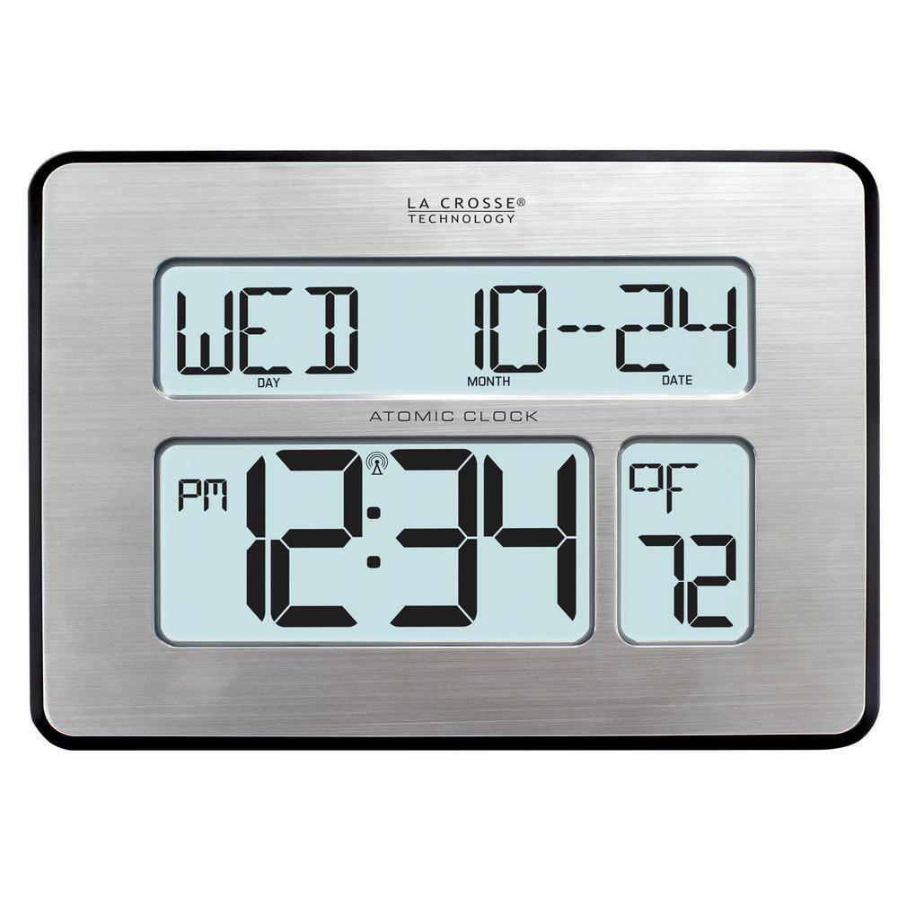 La Crosse Technology Backlight Atomic Full Calendar Clock with Extra-Large Digits, 513-1419BL-INT