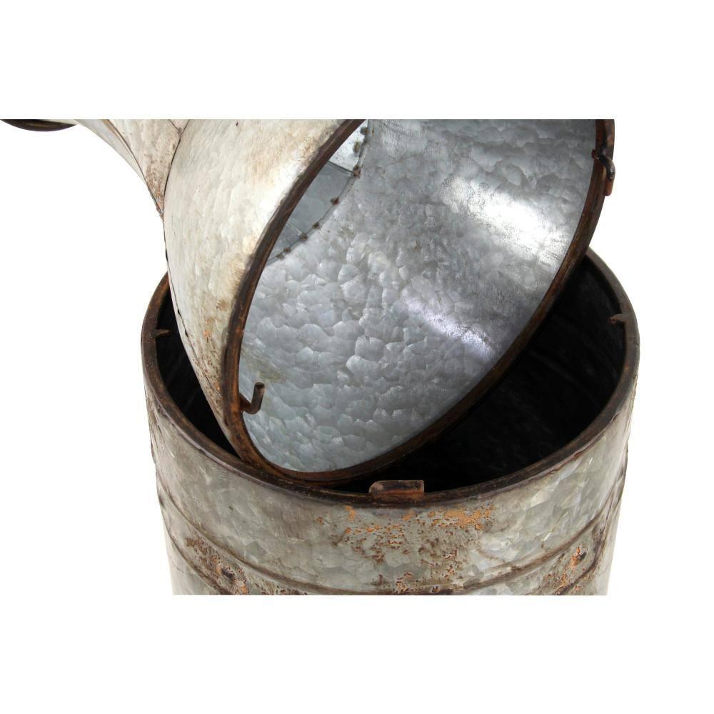 DecMode Farmhouse Cylinder Shape Extra Large Silver Distressed Metal Floor Vases, Set of 3, 43", 33", 25"H