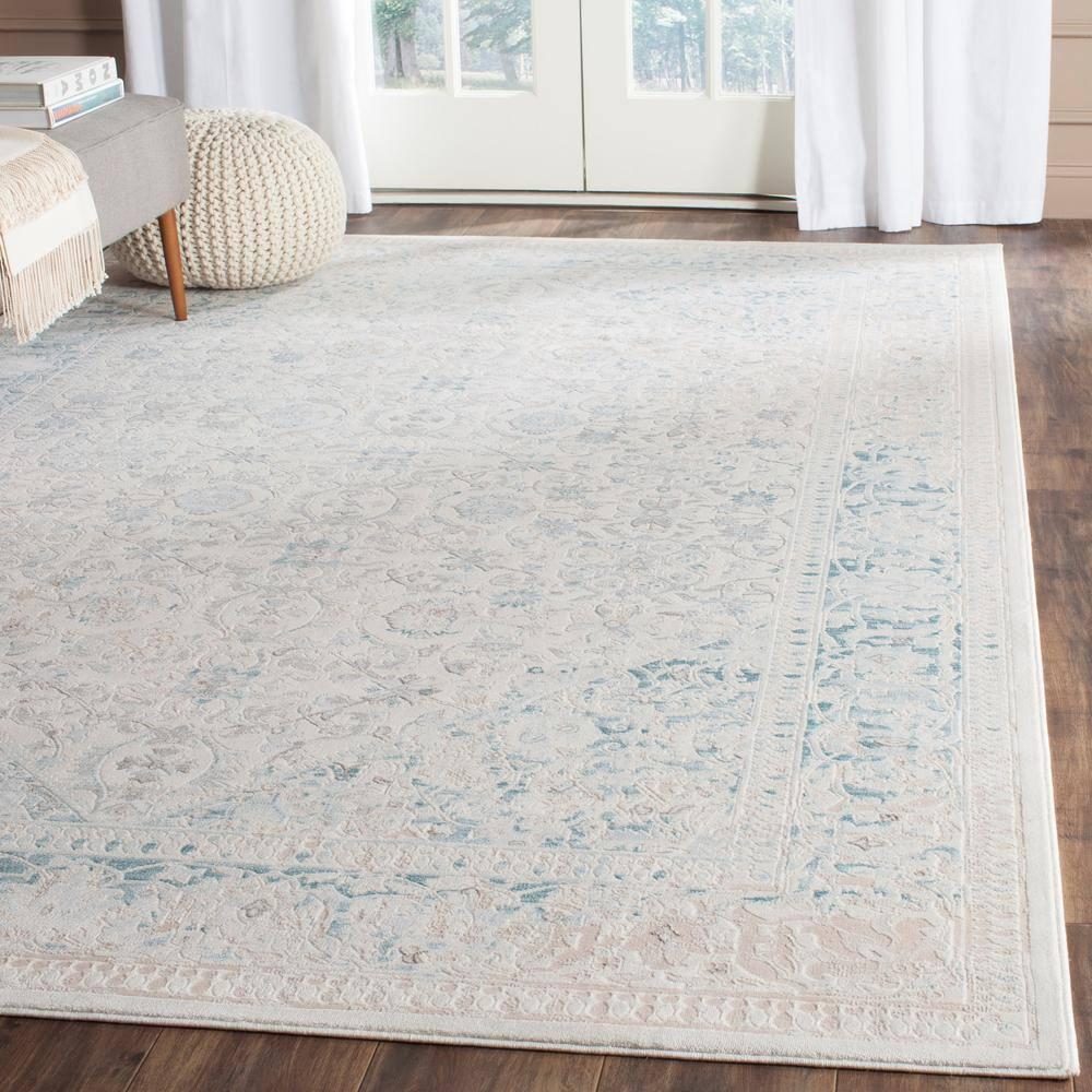 SAFAVIEH Passion Collection Area Rug - 8' x 11', Turquoise & Ivory, Vintage Distressed Design, Non-Shedding & Easy Care, Ideal for High Traffic Areas in Living Room, Bedroom (PAS405B)