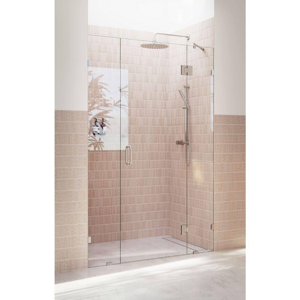 Glass Warehouse Stellar 48.5 in. W x 78 in. H Fully Frameless 3 Panel Inline Glass Hinged Shower Enclosure GHF-48.5-BN