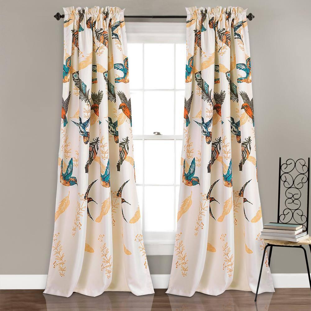Lush Decor Bird Breeze Polyester Room Darkening Curtain Pair (Set of 2)