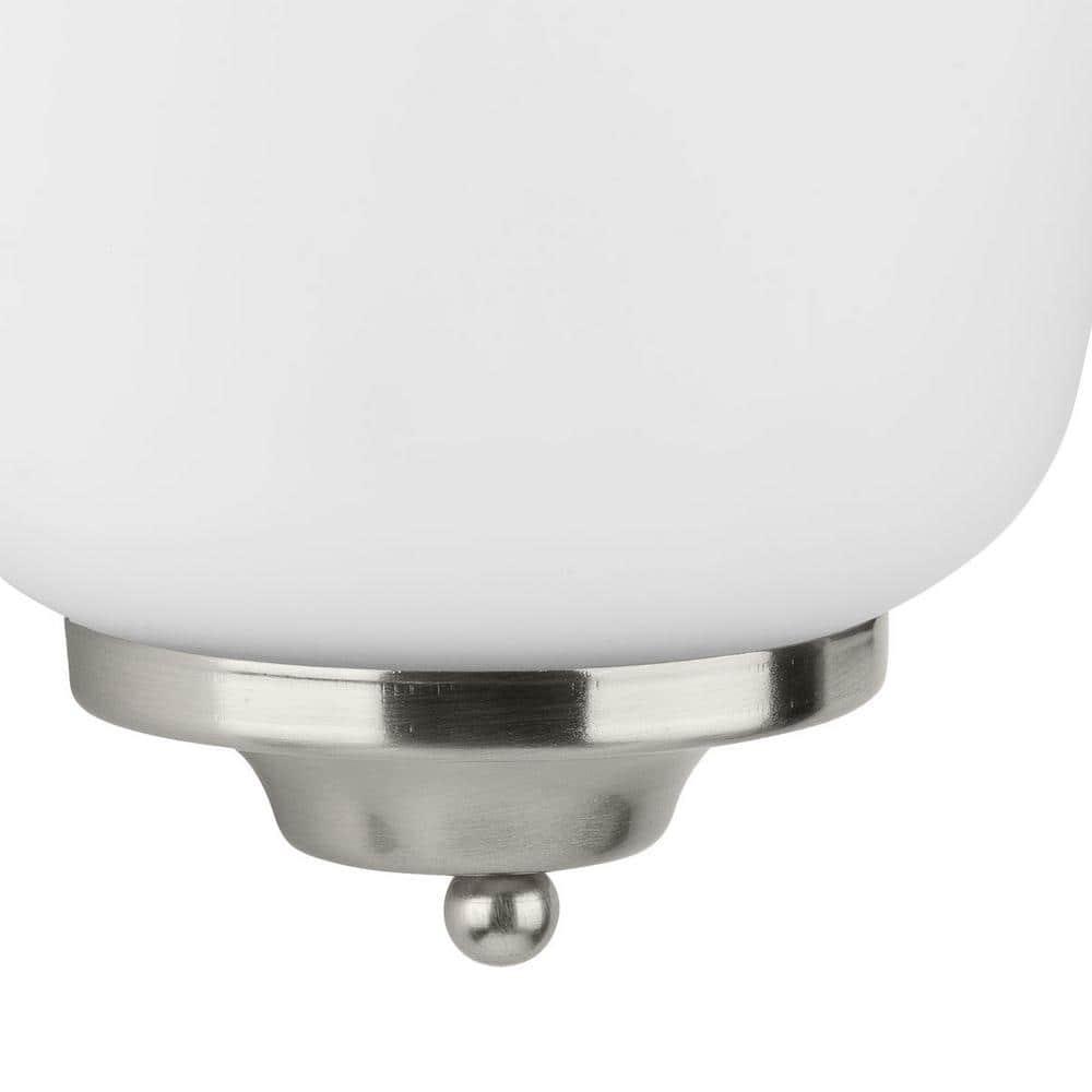 Progress Lighting, Contemporary Collection, 1-Light LED Wall Sconce, Brushed Nickel, White Acrylic Shade, Material: Steel