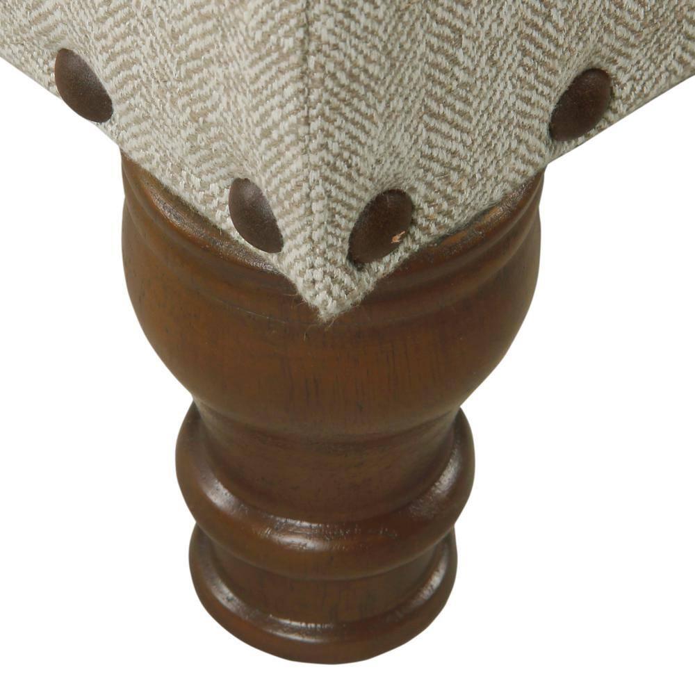 HomePop Large Storage Bench with Nailhead Trim - Taupe and Cream
