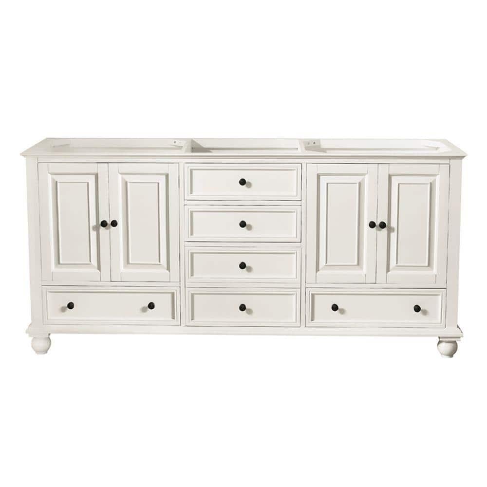 French White Solid Wood Double Freestanding Vanity, 72-inch