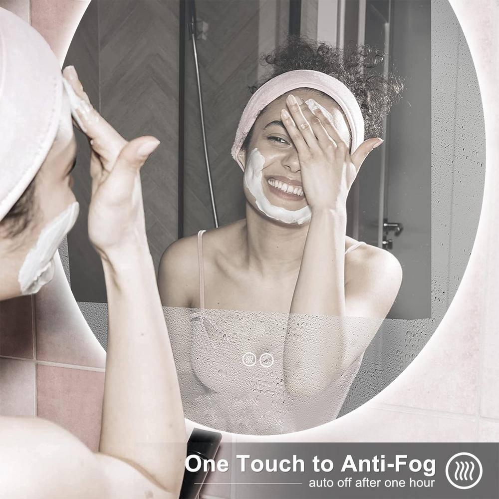 Apmir 28x20 Oval LED Wall Mirror with Backlit, Frameless Anti Fog LED Bathroom Vanity Mirror，Dimmable 3 Colors, Memory Function
