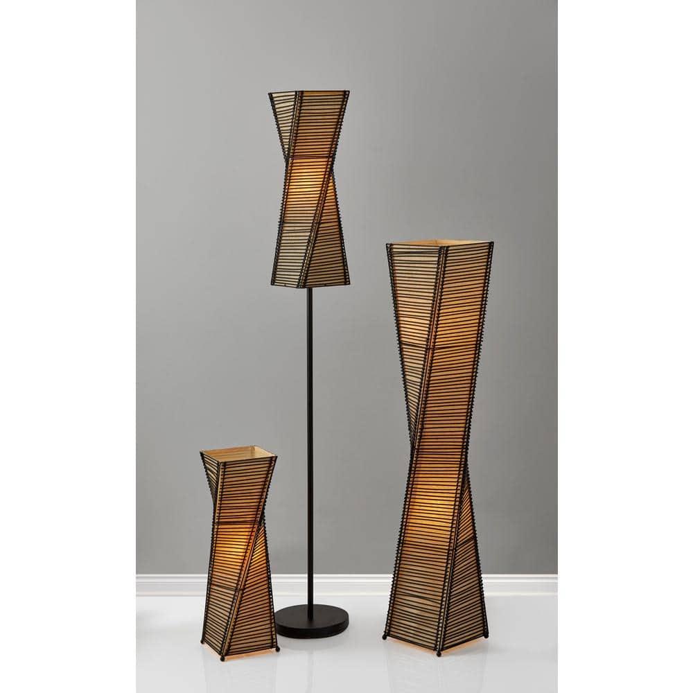 Stix Floor Lantern Black - Adesso: Twisting Cane Stick Design, ETL Listed, No Assembly Required