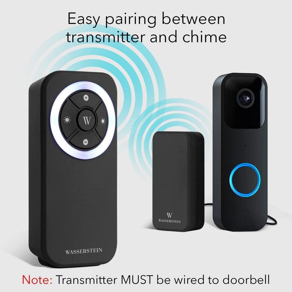 Wasserstein Wireless Doorbell Chime - Compatible with Blink Video Doorbell (1-Pack, Black)
