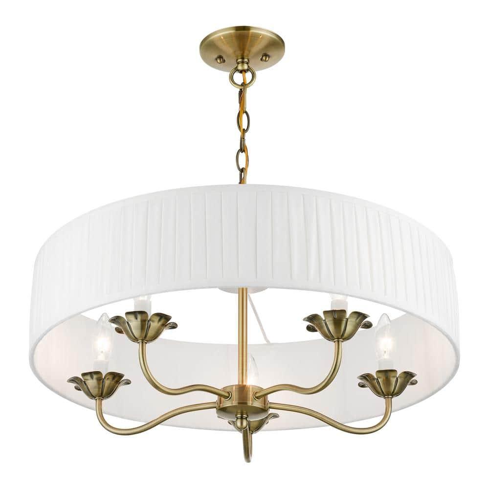 Livex Lighting Edinburgh 5 - Light Pendant in  Antique Brass