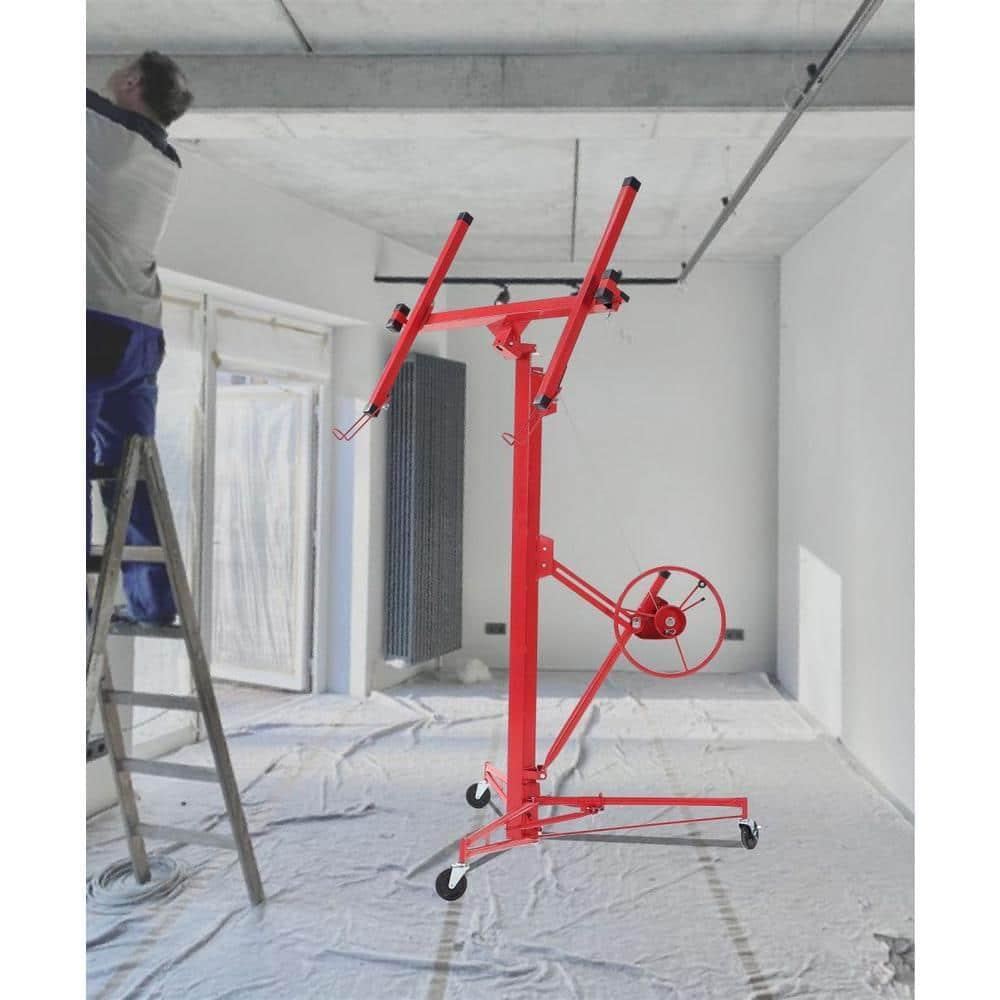 Red Heavy Duty Steel Drywall Panel Hoist with Rolling Casters