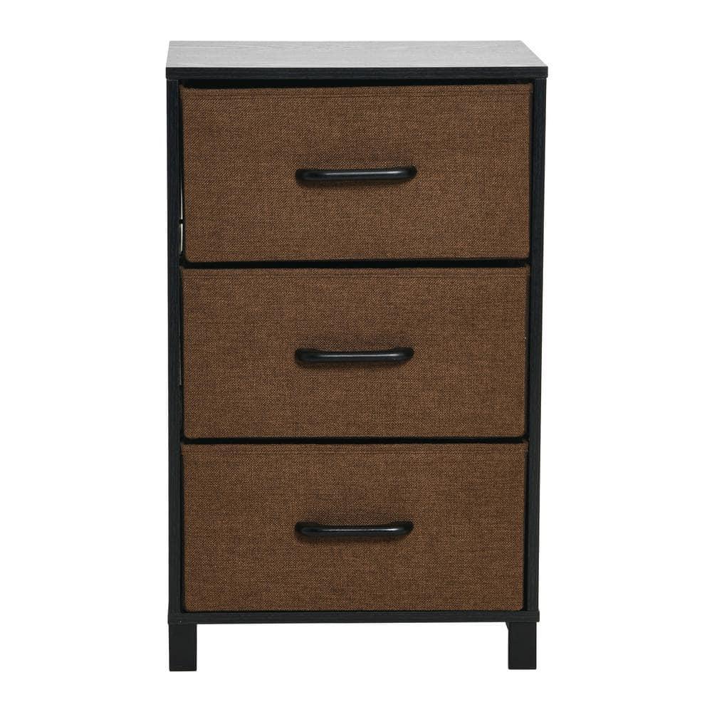 3-Drawer Storage Organizer Unit, Black and Brown