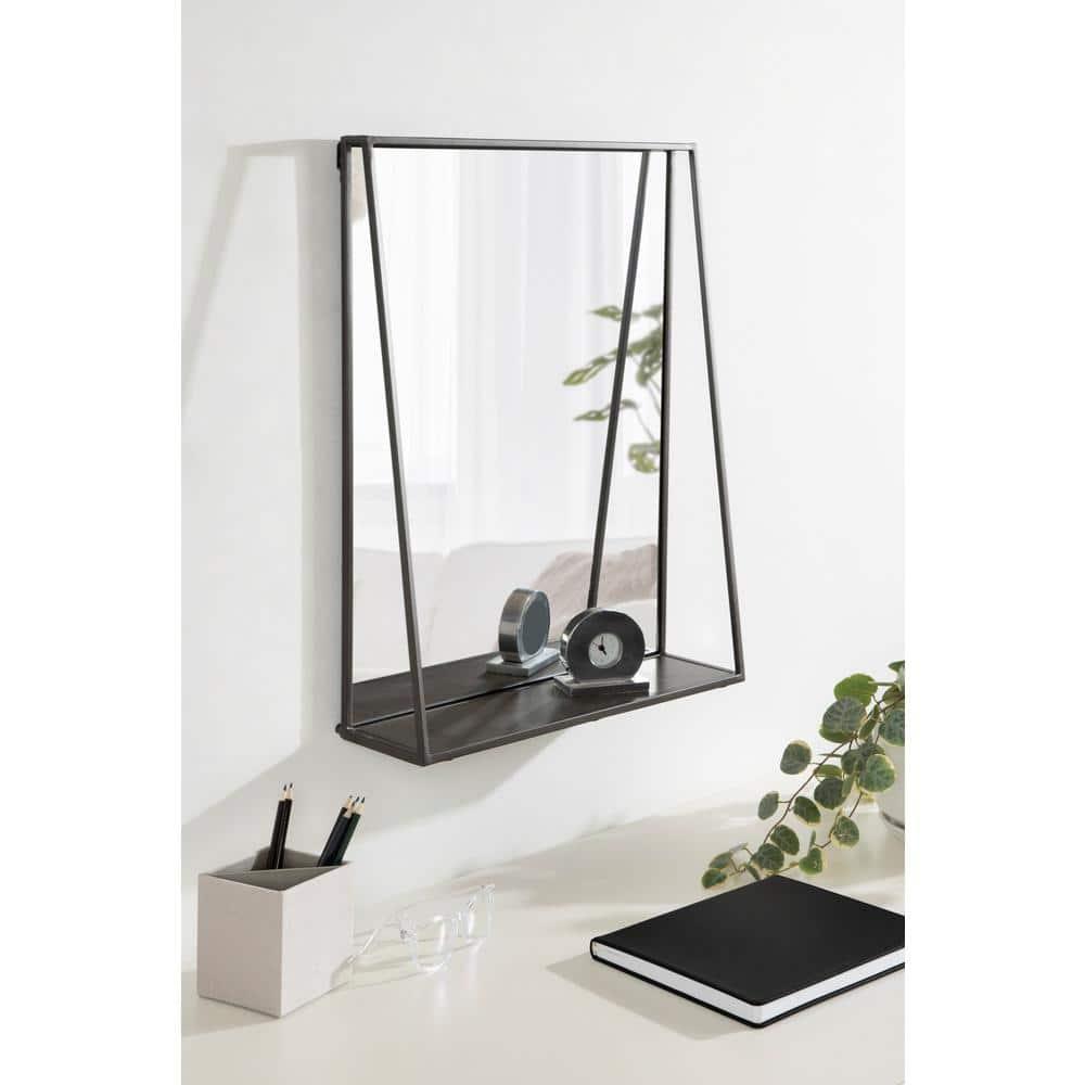 18" x 24" Lintz Metal Framed Wall Mirror with Shelf, Modern Decor - Kate & Laurel All Things Decor