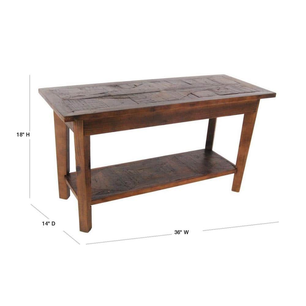 Alaterre Revive 36 in. Solid Wood Bench, 300lbs Weight Capacity, Entryway, Living Room, Storage Shelf, Rustic Industrial Home Decor, Natural