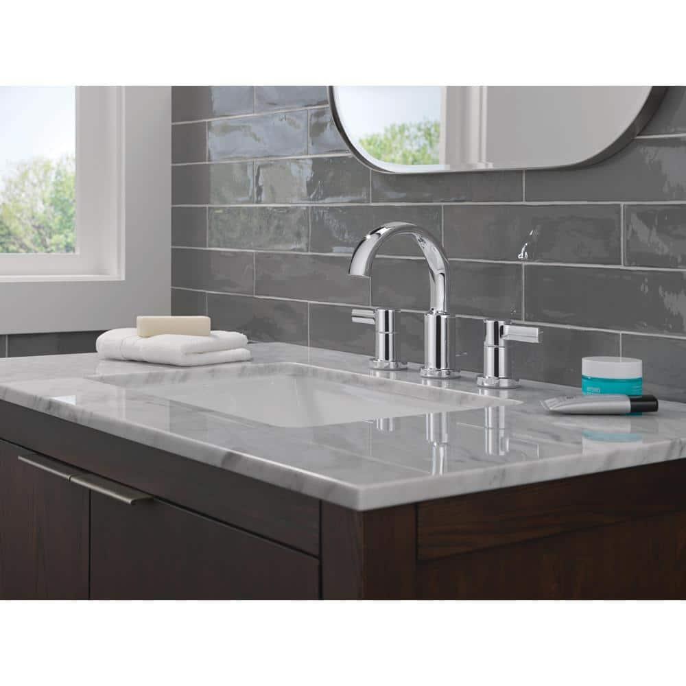 Albion Widespread Bathroom Faucet 3 Hole, 2-handle Bathroom Sink Faucet with Drain Assembly