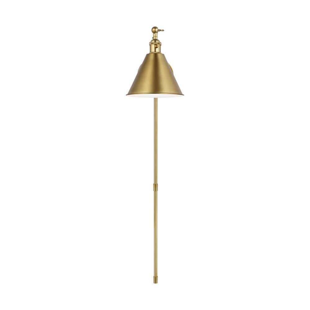 Salem 1-Light Satin Brass Wall Sconce with Satin Brass Metal Shade