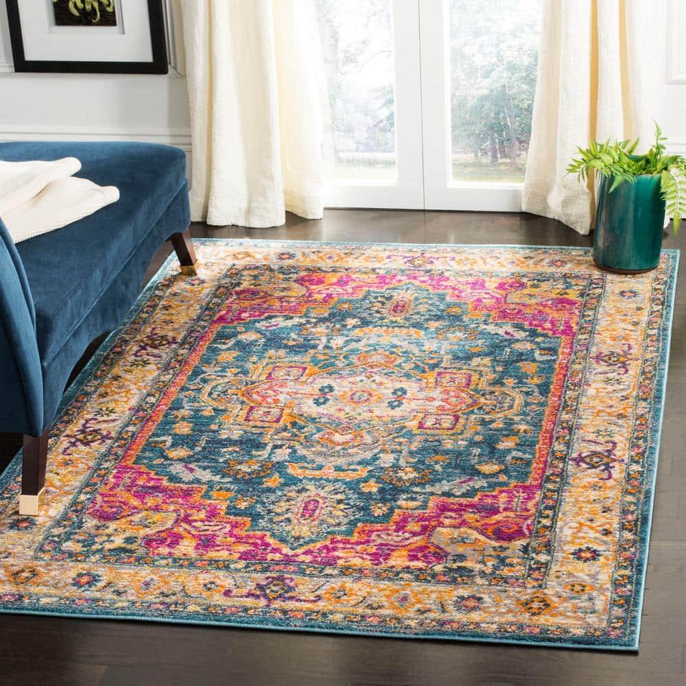 Madison 200 MAD202 Power Loomed Indoor Area Rug - Blue/Multi - 4'x6' - Safavieh