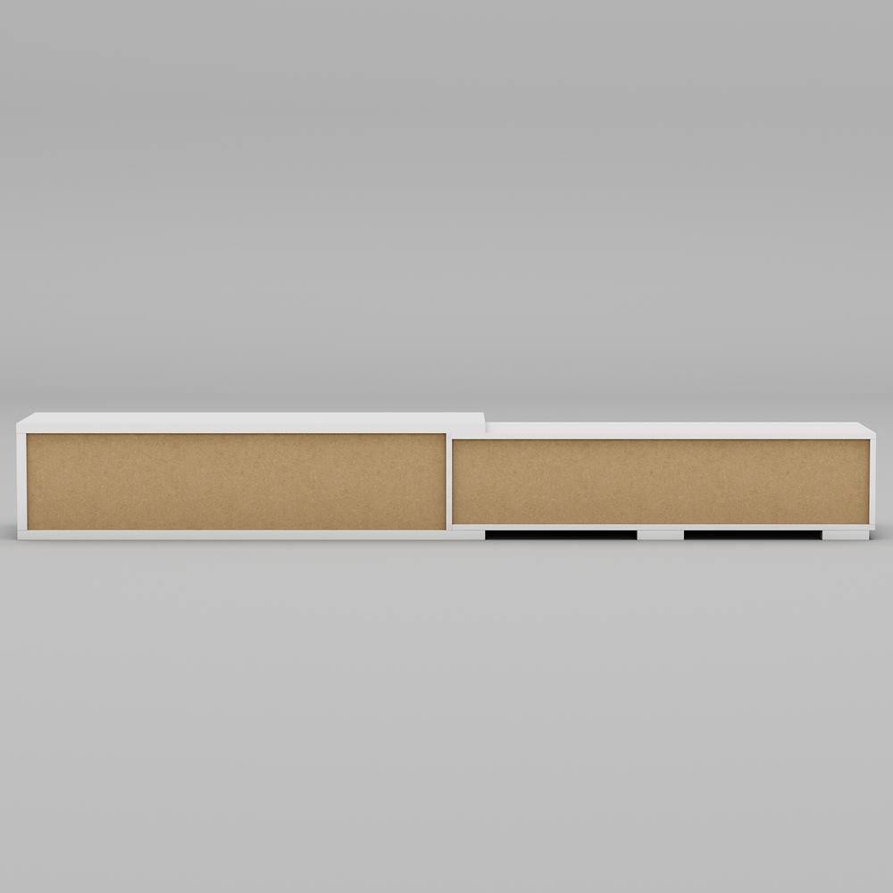 MONSLIPA Entertainment Center TV Stand - Expanded, with 4 Drawers, Living Room Decor, White