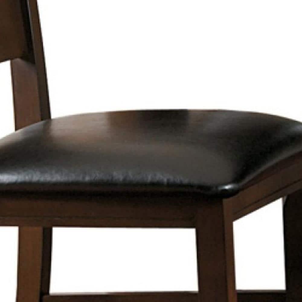 Red Barrel Studio® Faux Leather Upholstered Wooden Side Chair with Ladder Back Design, Brown (Set of 2)