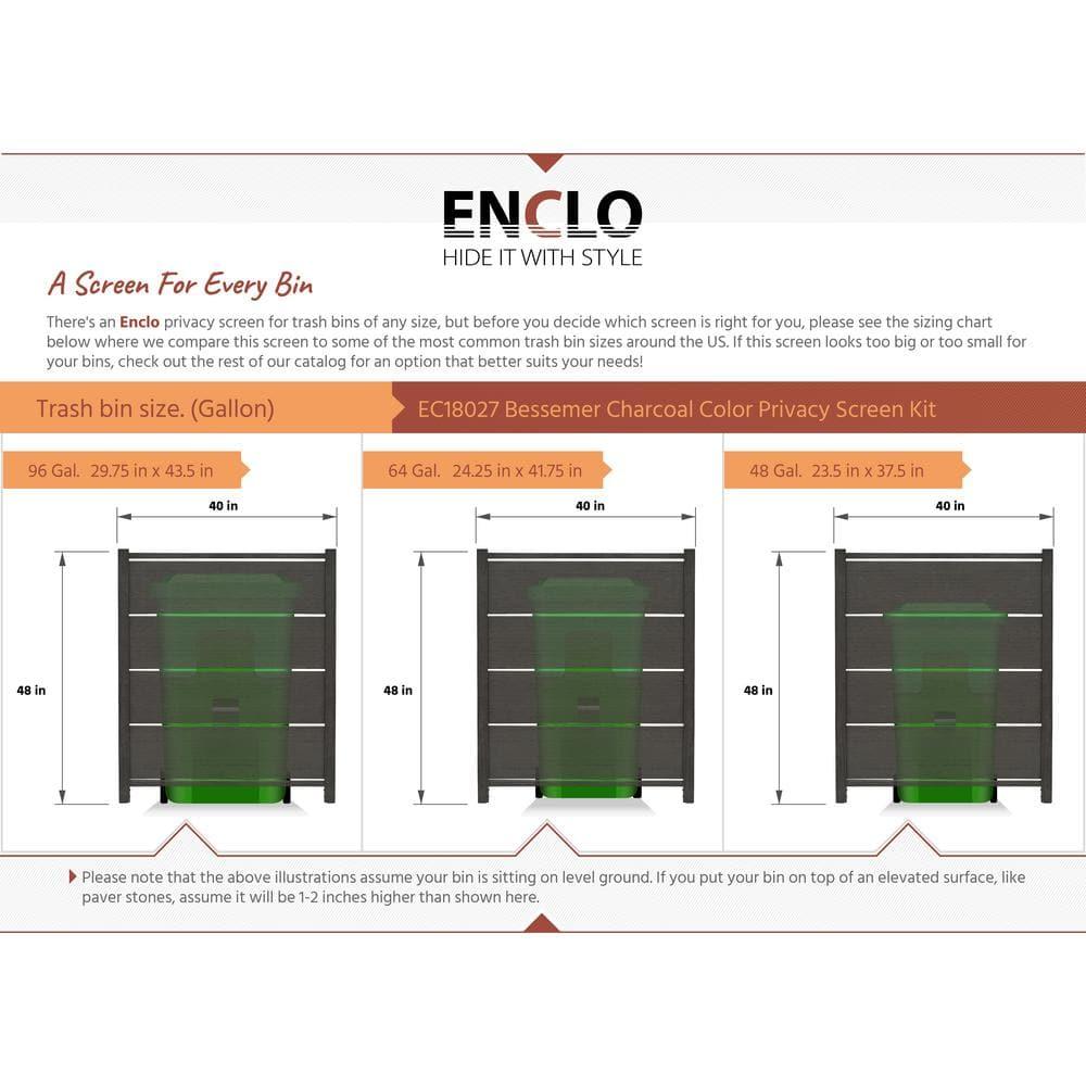 Enclo Enclo 4 ft H x 3.3 ft W Bessemer WoodTek Vinyl Charcoal Privacy Screen Kit (2 Panels)