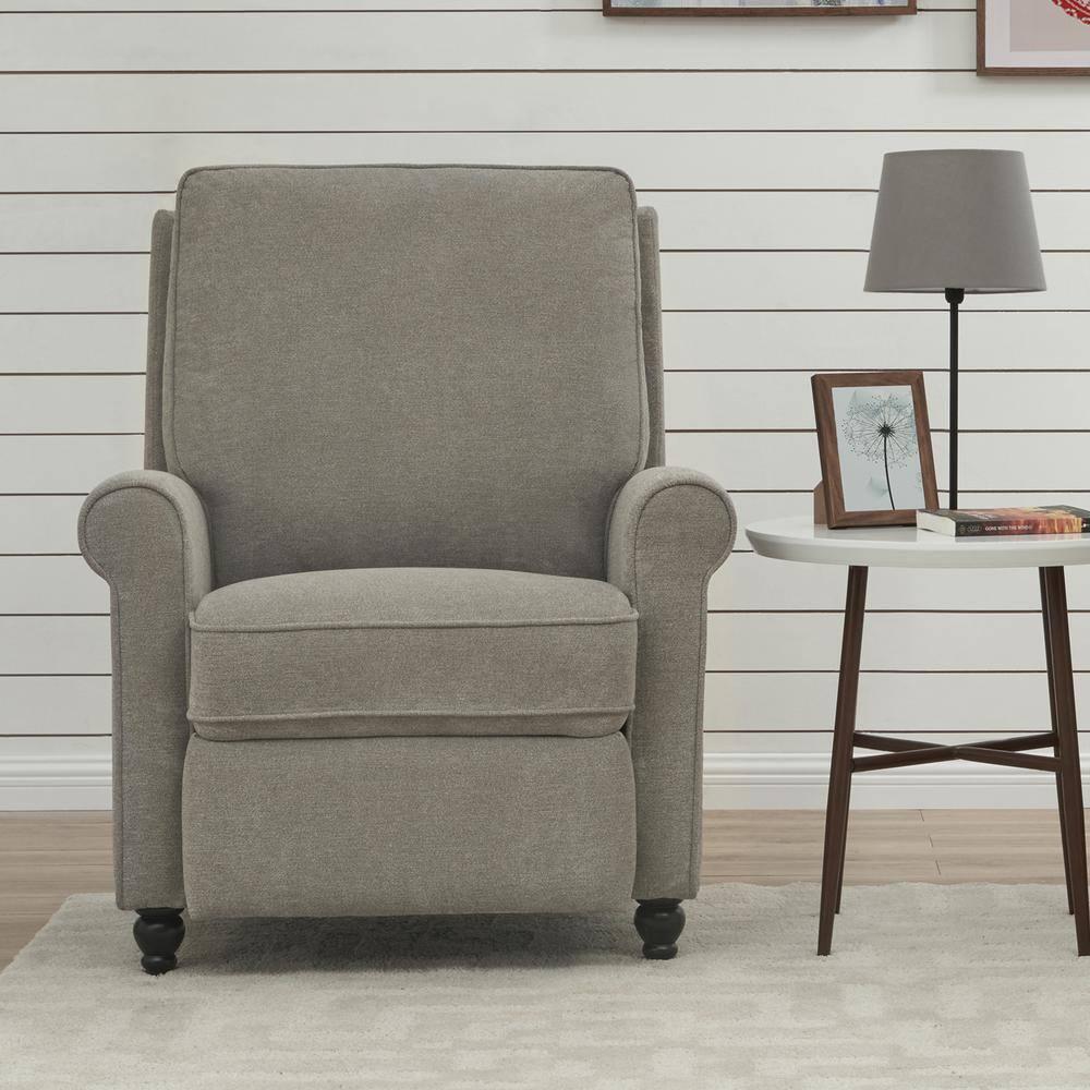 Homesvale Lincoln Push Back Recliner Chair, Gray Chenille
