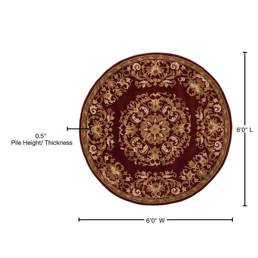 Heritage HG640 Handmade Area Rug - 6' Round - Red - Safavieh