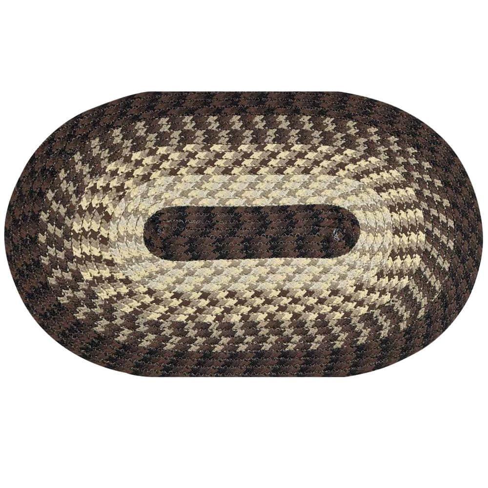 48" x 72" Alpine Collection Chocolate Stripe Reversible Indoor Area Utility Oval Rug - Better Trends