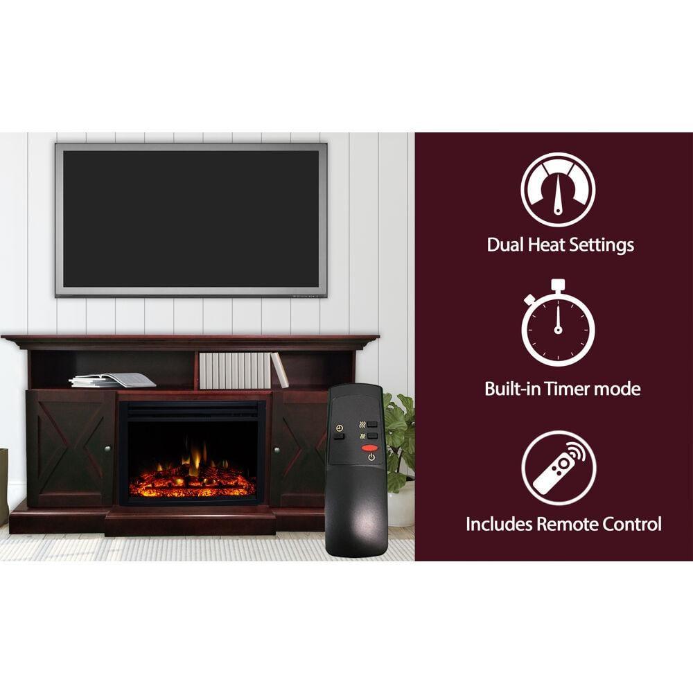 Cambridge Cambridge Summit 62-In. Farmhouse Fireplace TV Stand with Crystal Rocks Display