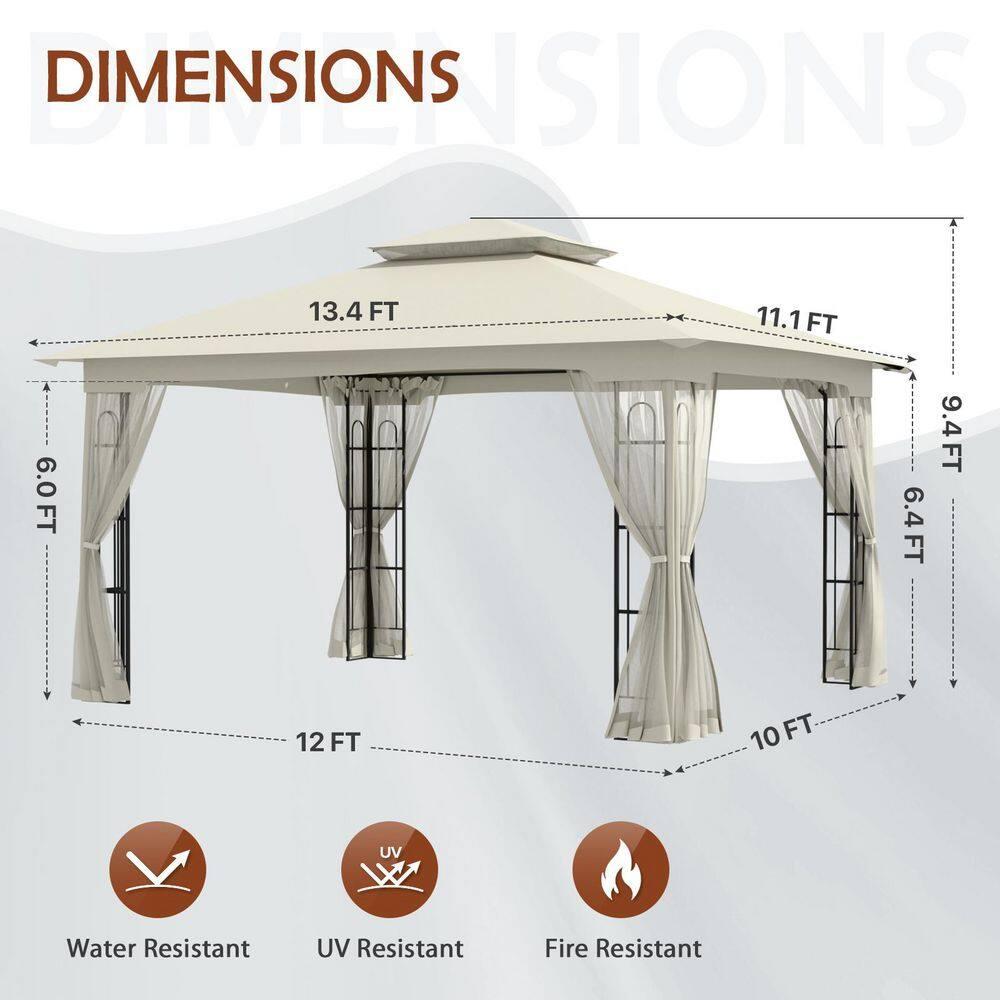 COOS BAY 13 Ft. W x 11 Ft. D Steel Patio Gazebo with Netting