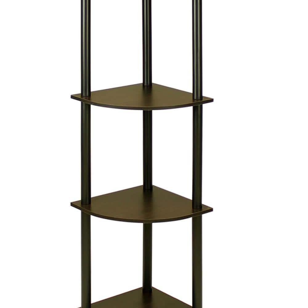 Furinno Turn-N-Tube 5 Tier Corner Display Rack Multipurpose Shelving Unit, Espresso & Black - 57.7 x 11.6 x 11.6 in.