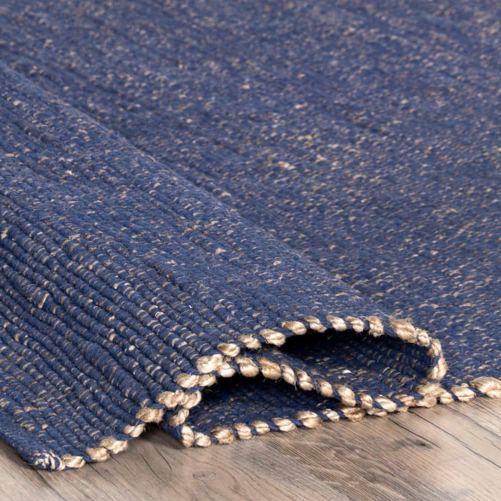 Nuloom 3x5 Elfriede Jute & Cotton Hand Woven Indoor Area Rug, Blue, Solid Rustic Farmhouse Style Natural Fiber Bedroom, Living Room,